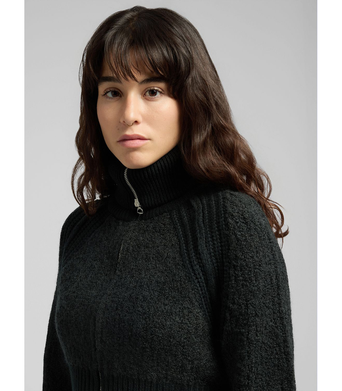 クロップドジップセーター 詳細画像 ブラック 5